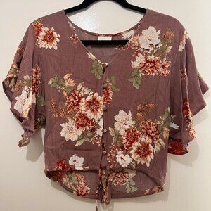 Abound Flutter Sleeve Floral Blouse